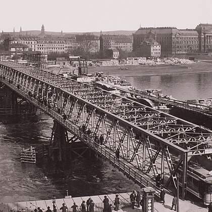 Augustusbr&uuml;cke, Abbruch, April 1908, 1908.04