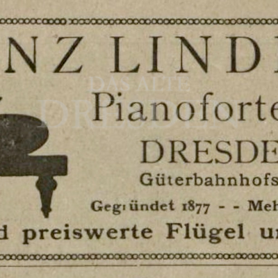 Werbung Pianofortefabrik Franz Lindner (1921)