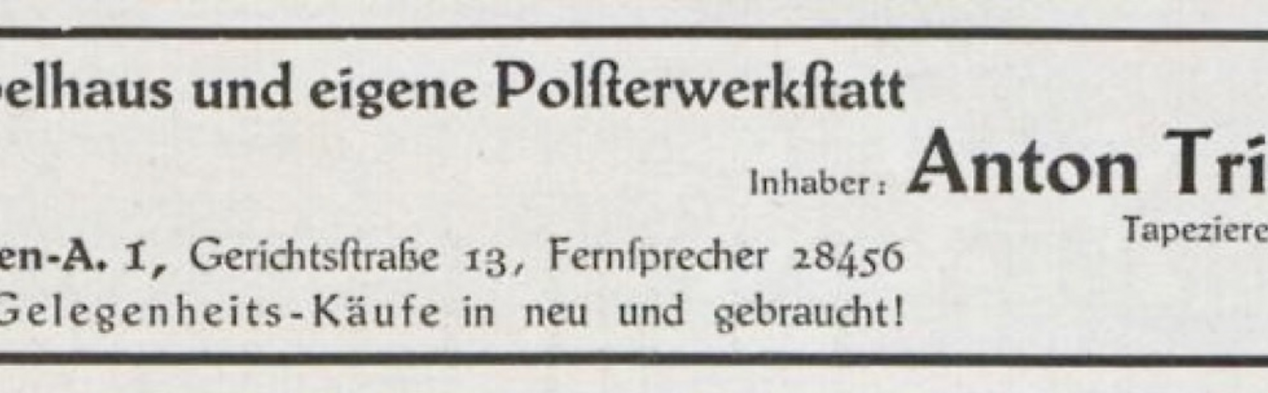 Werbung M&ouml;belhaus Anton Triska (1930)