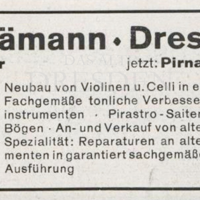 Werbung Geigenbauer Sämann (1930)
