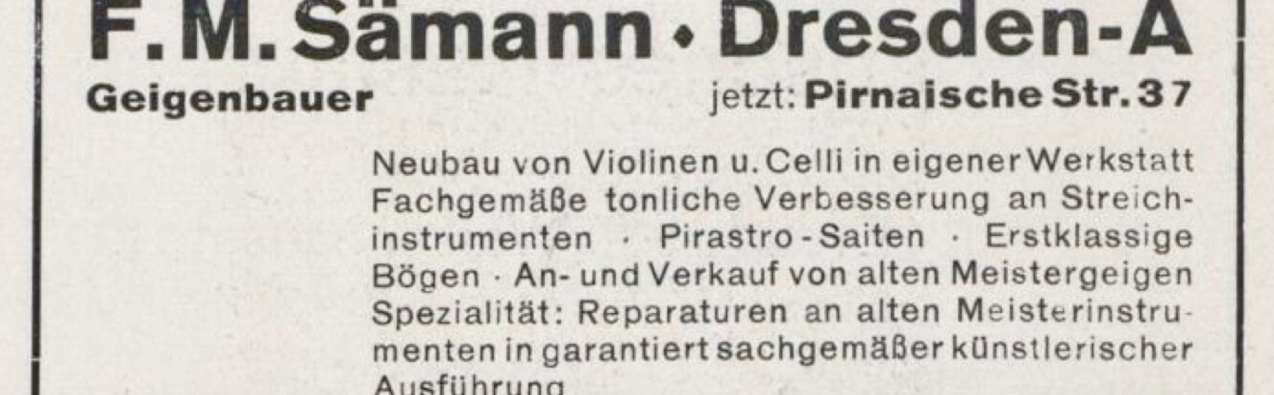 Werbung Geigenbauer Sämann (1930)