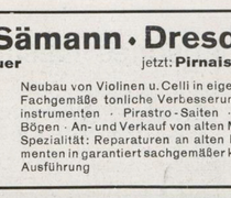 Werbung Geigenbauer S&auml;mann (1930)