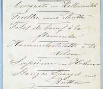 Menükarte für den 18. April 1868 im "Hotel zum Goldenen Engel" in Dresden, I/Seite 49 rechts